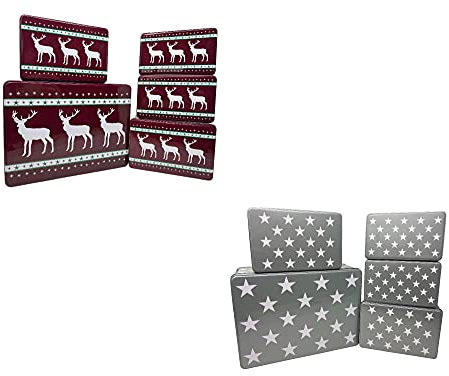 5 Stück Weihnachten Keksdose mit Deckel Metalldose Quadrat Blechdose Weihnachtsdose Plätzchendose Geschenkdose (Silber)