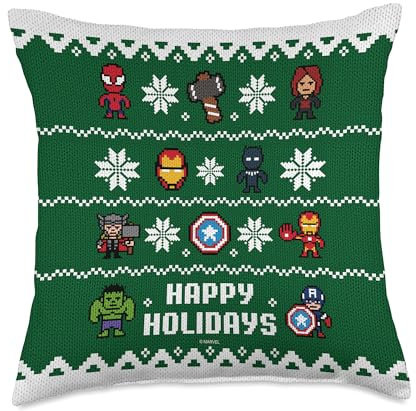 Marvel Avengers Christmas Sweater Happy Holidays Throw Pillow, 18x18, Multicolor