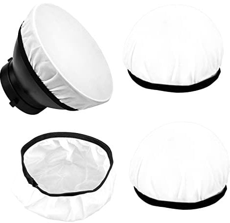 AIEX 4pcs 18cm/ 7 inch Diffuser Sock, Soft White Photography Diffuser Lamp Cover Diffuser Cover Cloth for Ring Light Flash Light