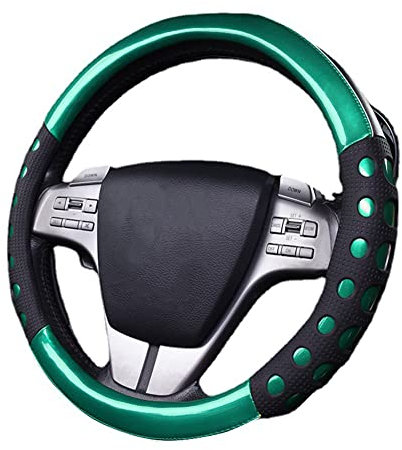 PU Leder Auto Lenkradhülle,MoreChioce 38CM Anti Rutsch Lenkrad Abdeckung Atmungsaktiv Lenkradbezug Lenkradschoner Lenkradbezug Schutz Zubehör,Grün