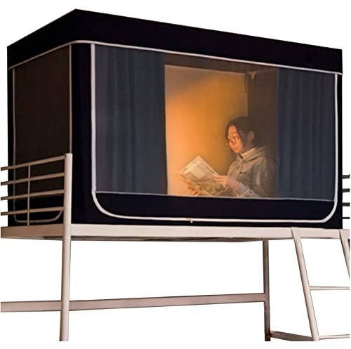 YARUMD Bettvorhang Vorhang Hochbett Schlafzelt Spielzelt Innenbereich Privatsphäre Bett Zelt Etagenbett Studentenwohnheim Kinderzimmer,Schwarz,90 * 190 * 115cm