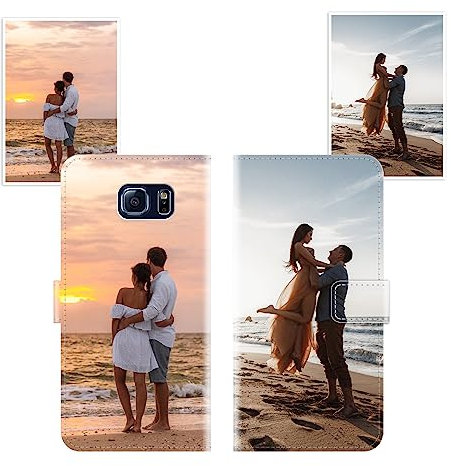 Sunrive Personalisierte hülle kompatibel mit Samsung Galaxy S6 Handyhülle Benutzerdefiniert,Schutzhülle Lederhülle handykette universal Etui mit Eigenem Foto Bild Text Individuelle