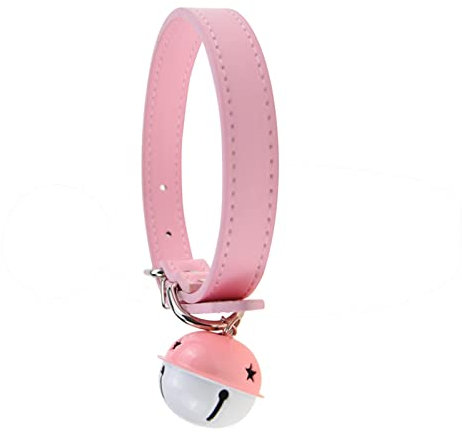 PAIDAXING Strapless Push up for Women Leather Choker Necklace Chain Bell Metal Rope Jewelry Punk Accessories Cosplay Kitty Necklace Sexy Collar Pendant Link Necklace Elastic Bra Strap 8mm Pink
