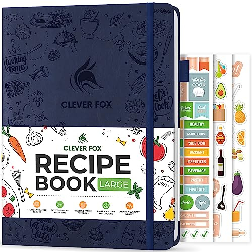 Clever Fox Recipe Book to Write in Your Own Meals 21x28cm Dark Blue