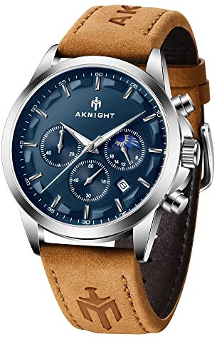 Benyar Herrenuhren Chronograph Analogue Quartz Armbanduhr für männer Stahlband Herren Fashion Business Design Elegantes Geschenk 30M wasserdicht Elegantes Geschenk für männer