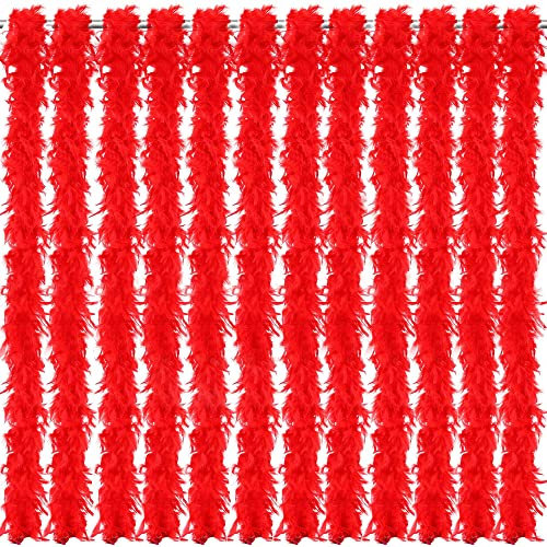 JoliJour Boa Federboa,12 Stück Federboa Boa,2M Lang,Federboa zum Basteln,Flauschige Truthahnfedern,DIY,Kostüm-Zubehör,Damen Karneval Fasching Stola Kostüm Party Schal Feder,Flauschige Federboa