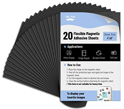 Mr. Pen- Adhesive Magnetic Sheets, 4 x 6, 20 Pack, Magnetic Sheet, Magnet Sheets with Adhesive, Magnet Sheet, Magnetic Sheets with Adhesive Backing, Magnetic Paper, Magnet Paper Sheets