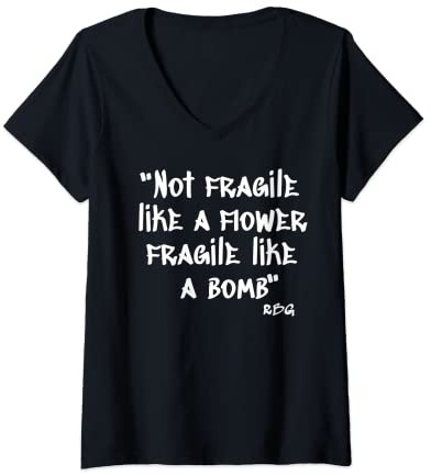 Womens Not Fragile Like A Flower Fragile Like A Bomb V-Neck T-Shirt