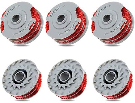 Viilich 6 bobines de fil pour coupe-bordure Flymo FLY021 513937190,double bobine en nylon standard avec alimentation automatique, bobine fil rechang enylon pour Flymo Contour XT/500E/500 XT/Trim