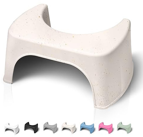 Well Care Toilettenhocker Beige - WC Hocker fur Erwachsene - Hergestellt aus Recyceltem Kunststoff mit recycelten Holzfasern - Klohocker Made in France - Squatty Kackhocker