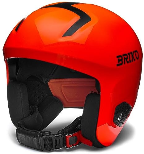 Briko Unisex – Erwachsene Helmet, Shiny Orange Fluo-Schwarz, L