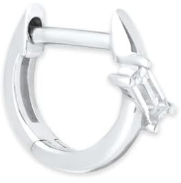 Damen Ohrringe mit Stein, Silber Ohrringe Elegant 925 Silber Creolen mit Baguette-Zirkon Creolen Jahrestag Geschenk für Sie 1Pcs