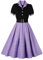 Wellwits Robe Femmes Points de Polka Cocktail Formel Années 50 Blazer Violet M