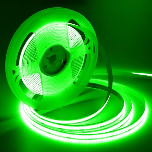 iNextStation COB LED Streifen 5M Grün, DC12V LED Strip Lights Flexibel CRI93+, Breite 8mm Uniform Lichtband für Unterbau, Schlafzimmer, TV, Küche, DIY Heimdekoration (Ohne Netzteil)