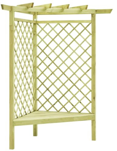 Outdoor Living Corner Pergola with Seat 130x130x197 cm Impregnated Pinewood Home & Garden