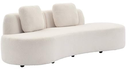 3 Sitzer-Sofa, mit organischer Komma-Form und Bouclé-Bezug - WAVE B 232 x T 97 x H 68cm