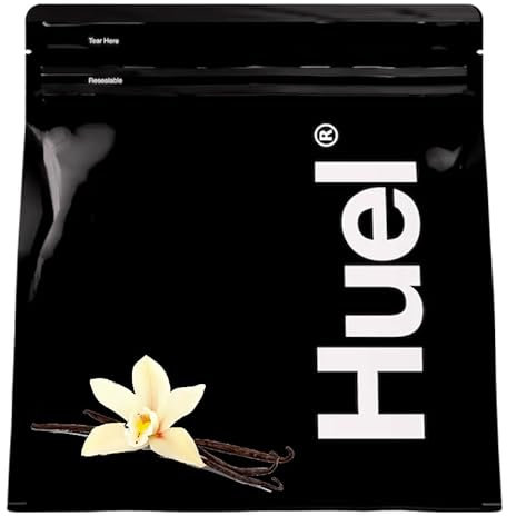 Huel Black Edition High-Protein Mahlzeiten & Messlöffel, Vanilla | Vanille - 17 Mahlzeiten/Beutel - 40 g Protein, Reich an Vitaminen, Mineralstoffen & Ballaststoffen, Plant-based, Glutenfrei