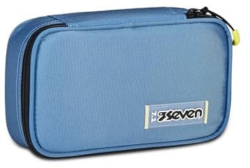 Seven Quick Case, Federmäppchen, Mäppchen, Mehrfarbig, Federtasche für Schreibwaren, Etui mit Stiften, Kugelschreiber, & mehr, Mädchen, Jungen, Schule, blau
