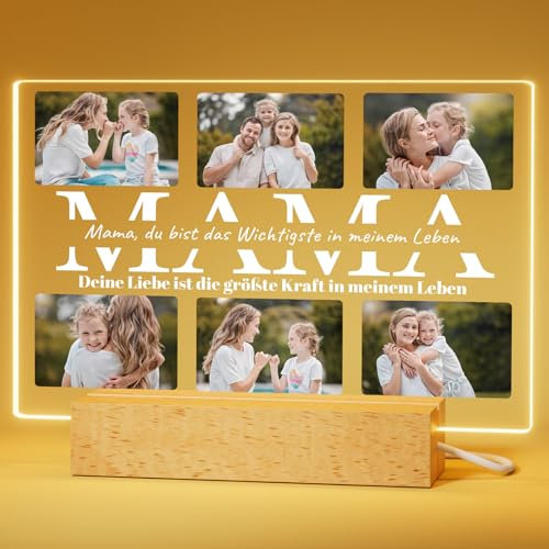 Bemaystar Muttertagsgeschenke für Mama - Personalisierte Geschenke für Mutter, Alben für das Bücherregal, 22x15 cm Acrylglas, Personalisierte Lampe mit Foto und Namen, Optionale Basis