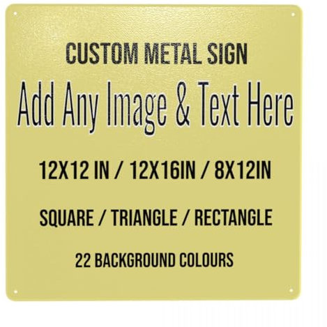 Personalised Metal Signs Square 30 x 30 cm Custom Warning Sign for Wall, Street, Bar, Garage, Cafe, Garden, Welcome Sign Bedroom Home Door Decor Father's Day Birthdays Gifts