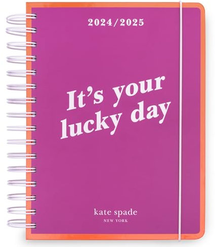 Kate Spade New York Tagesplaner 2024-2025, Großer Planer August 2024-Dezember 2025, Hardcover Spiralplaner, Wochenplaner mit Monatskalender, Aufklebern, Taschen (Your Lucky Day)