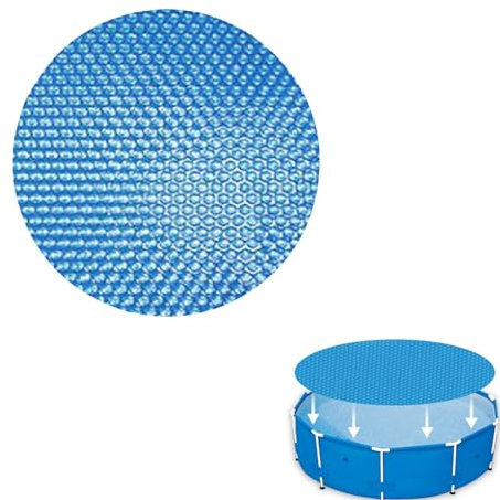 8ft Round Solar Pool Cover, Solar Pool Cover, Solar Blanket for Above Ground Pool, Blue Bubble Wrap Heat Retaining Blanket, for Swimming Pool, Hot Tub, Spa, Pond