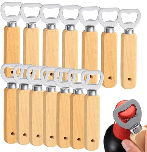 COKACA 14 Pièces Décapsuleur Bois, Poignée en Bois à Graver, Pour la Maison, Cuisine, Bar, Camping