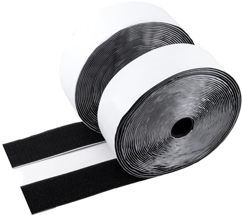 Ysibbon Heavy Duty Hook and Loop Tape Adhesive Black, Sew On Hook and Loop Strips, for Clothing Sewing Crafts and DIY Projects，(Schwarz, 2in*36ft)