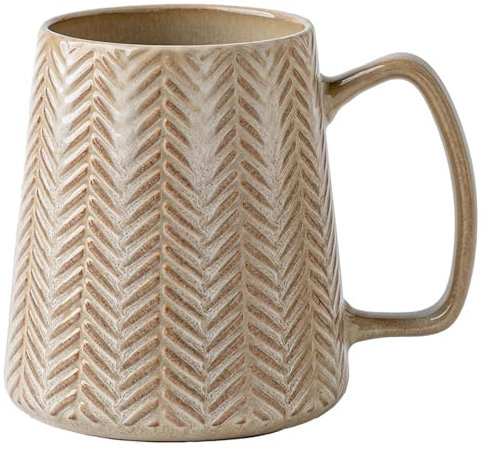 24 oz Large Ceramic Coffee Mug with Big Handle, Handmade Kiln Glazed Large Coffee Mug Tea Cup, Novelty Mug,Unique Uneven Surface for Office and Home,Microwave and Dishwasher Safe (Wheat Ear Yellow)