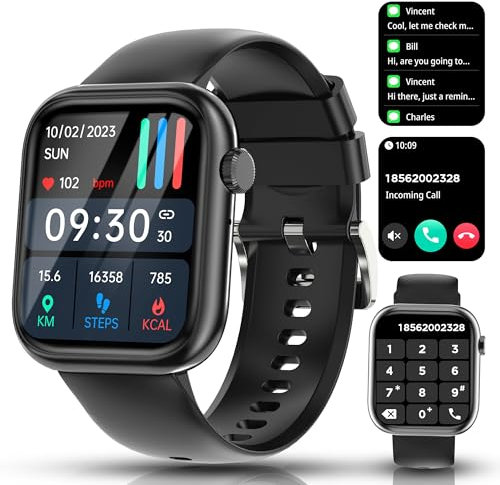 Smartwatch Damen Herren, 1,83“ HD Touchscreen Smart Watch mit Telefonfunktion, Fitness Tracker mit 130+ Sportmodi, Herzfrequenz SpO2 Schlaf Monitor, Schrittzähler Uhr Damen, Fitnessuhr für iOS Android