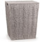 Woodluv Laundry Basket with Lid, Woven Storage Basket, Laundry Hamper Bin Storage Organiser, Washing Basket for Dirty Clothes Bathroom, Large - Grey