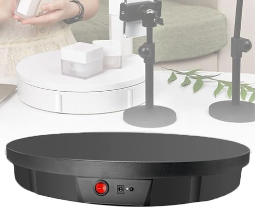 NzEupno Giradischi Fotografico A 360 Gradi con Telecomando, Supporto Rotante Motorizzato per L'Esposizione di Prodotti Fotografici O Brevi Video,Black-52cm