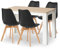 FURNITABLE Esstisch mit 4 Stühlen Esszimmergruppe, 4er Set Esszimmerstühle und 120CM Rechteckig Holztisch Essgruppe für Wohnzimmer Küche Büro (Eiche-Weiß Tischbein Tisch+4 Schwarz Stühle)