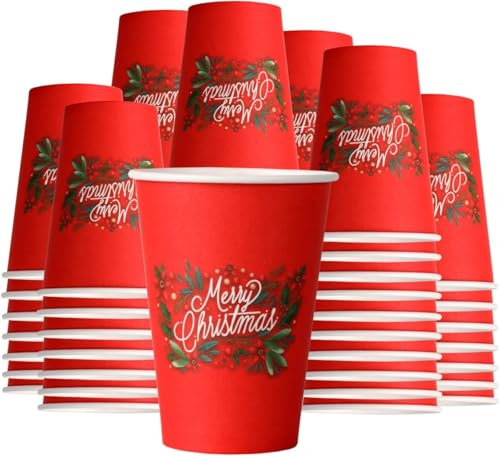 MP ECO SOLUTION Bicchieri Carta Natalizi, Bicchieri Colorati Monouso Biodegradabili, Tazza Caffè di Natale 200 ml, Usa e Getta, Per Bevande Calde e Fredde, Fantasia Natalizia. (200)
