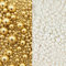 Lozadia 100g Edible Sprinkles Metalic Pearl Sprinkles Of Pearl Sugar Cake Sprinkles, Edible Cake Decorations, Sugar Balls for Cupcake Cakes Sprinkle On Birthday Wedding Party (White Gold)