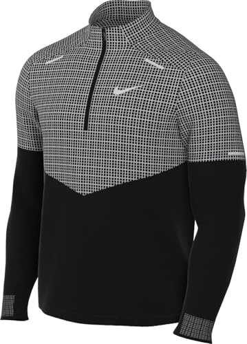 Nike Sphere Wasserabweisendes Therma-Fit-Laufoberteil Mit Halbreißverschluss Für Herren, Black/Reflective Silv, FZ1115-010, L