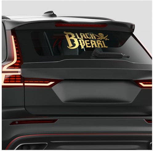 Finest Folia Frontscheibenaufkleber Black Pearl Schriftzug Aufkleber für Windschutzscheibe Heckscheibe Frontscheibe Auto Fahrzeug Dekor Sticker FS142 (Gold Metallic, Außenklebend)