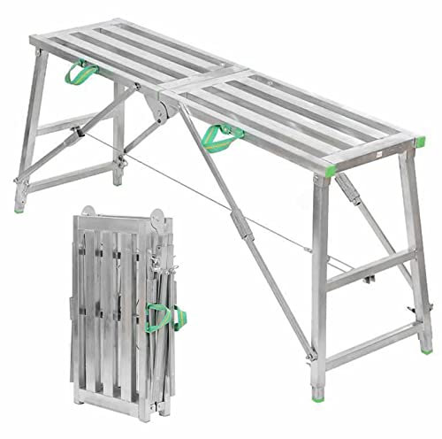 SRFTT Höhenverstellbare, tragbare, zusammenklappbare Mehrzweck-Arbeitsplattform, Gerüstturm, Leiterhocker, Werkbank für Heimwerker, 160 cm