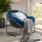 LIFEISLE Schaukelstuhl für drinnen & draußen, Wasserdicht Rattan Loungesessel mit gepolsterung, Ei-Schaukelstuhl für Wohnzimmer Balkon Garten Outdoor Navy Blau