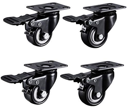 Räder in Industriequalität Schwerlasträder, 4 Lenkrollen, Möbelrollen, Industrielle Plattenrollen, Geräuschlos, Alle mit Bremse, Feststellbare Räder, for Couchtisch, Schrank, Schrank, Werkbank, Schwar