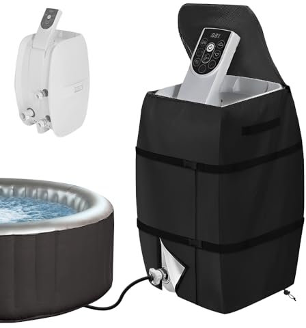 WDKXCN Hot Tub Pump Cover, Hot Tub Spa Heater Pump Cover, 43x38x54CM Waterproof Dustproof Hot Tub Heater Pump Cover, Hot Tub Heater Pump Thermal Cover for Tub, Pool, Outdoor (Black)