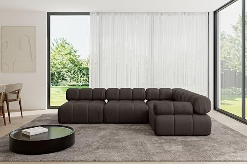 ALTDECOR Modulares Sofa Ecksofa in L-Form Corner modular Sofa Eckcouch Couch Wohnlandschaft Cauchsofa Polstersofa Mende-L2-285x190x70 cm Braun