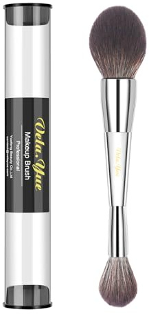 Vela. Yue Dual-Ended Powder Bronzer sminkborste | Mjukt fluffigt heltäckande Duo-borste för inställning tryckt, bakat eller löst puder Bronzer Highlighter Blush