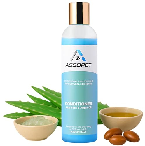 Hunde Conditioner & Fellbalsam 250 ml – ASSOPET – Natürliche Fellpflege mit Bio-Arganöl & Bio-Aloe Vera – Entwirrend, Weichmachend, Glanzgebend – Vegan, Made in Italy