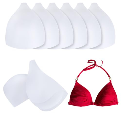 BENECREAT 4 Pairs White Triangular Bra Cups, Lingerie Inserts Swimwear Pads Triangle Sports Bra Inserts for Bikini, Yoga Bra, Swimsuits, Wedding Dresses