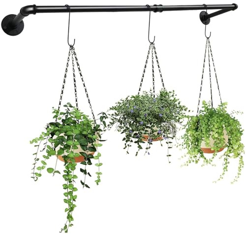 Soporte para plantas para colgar, barra para colgar plantas de 36 x 8 pulgadas, barra de soporte de metal montada en la pared, para macetas suave y resistente para ventanas, balcones y más, bar