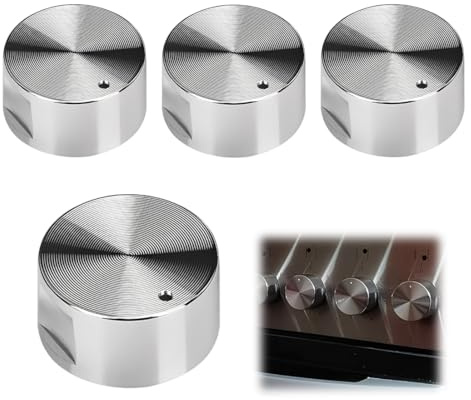 GNALIA Piezas Y Accesorios Para Cocinas 4 Unidades, Perillas Para Gas 6Mm Diámetro Interno, Metal Universal Para Horno Y Estufa Color Metálico