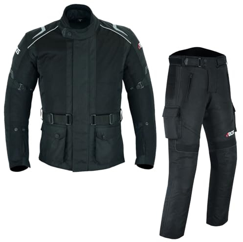 WMW WALI MOTO WEAR Motorrad Schutzkombi – 2-Teiler, Jacke + Cargo Hose, CE-Protektoren, Winddicht, Sportlich, Touring Motorrad Bekleidungs Set Herren