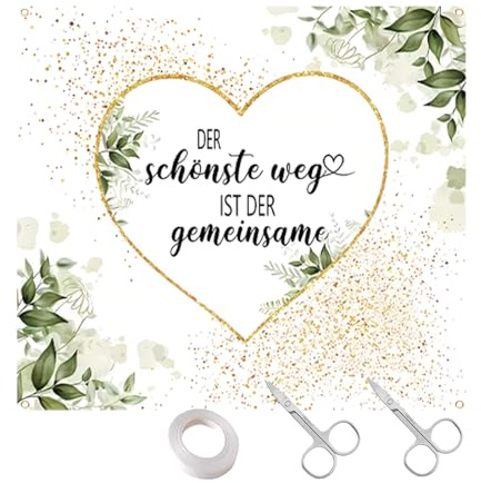 200 x 180 cm Hochzeitsherz zum Ausschneiden Standesamt Deko & Spiel | Hochzeit geschenke, Bettlaken für Standesamt Deko mit 2 Scheren & Seil für Hochzeitsdekorationen Love Banner Kit