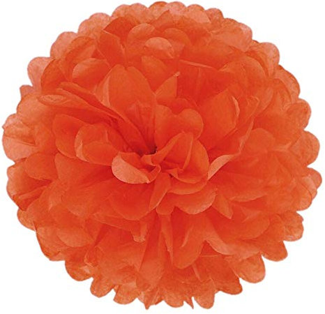 JZK 10 x Pompoms Pompons, 25cm Durchmesser, Seidenpapier blume Dekoration für Wohnzimmer Hochzeit Geburtstag Babyparty Kinder Party Weihnachten Silvester, Orange